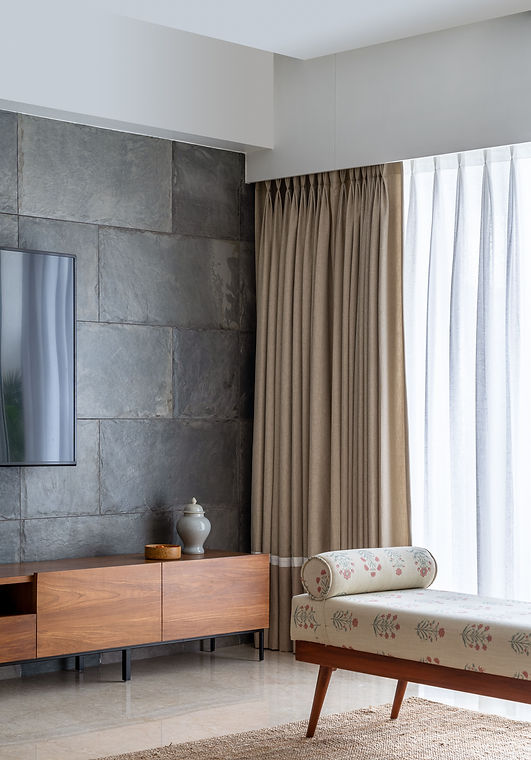 Vishu home tv unit and stone wall