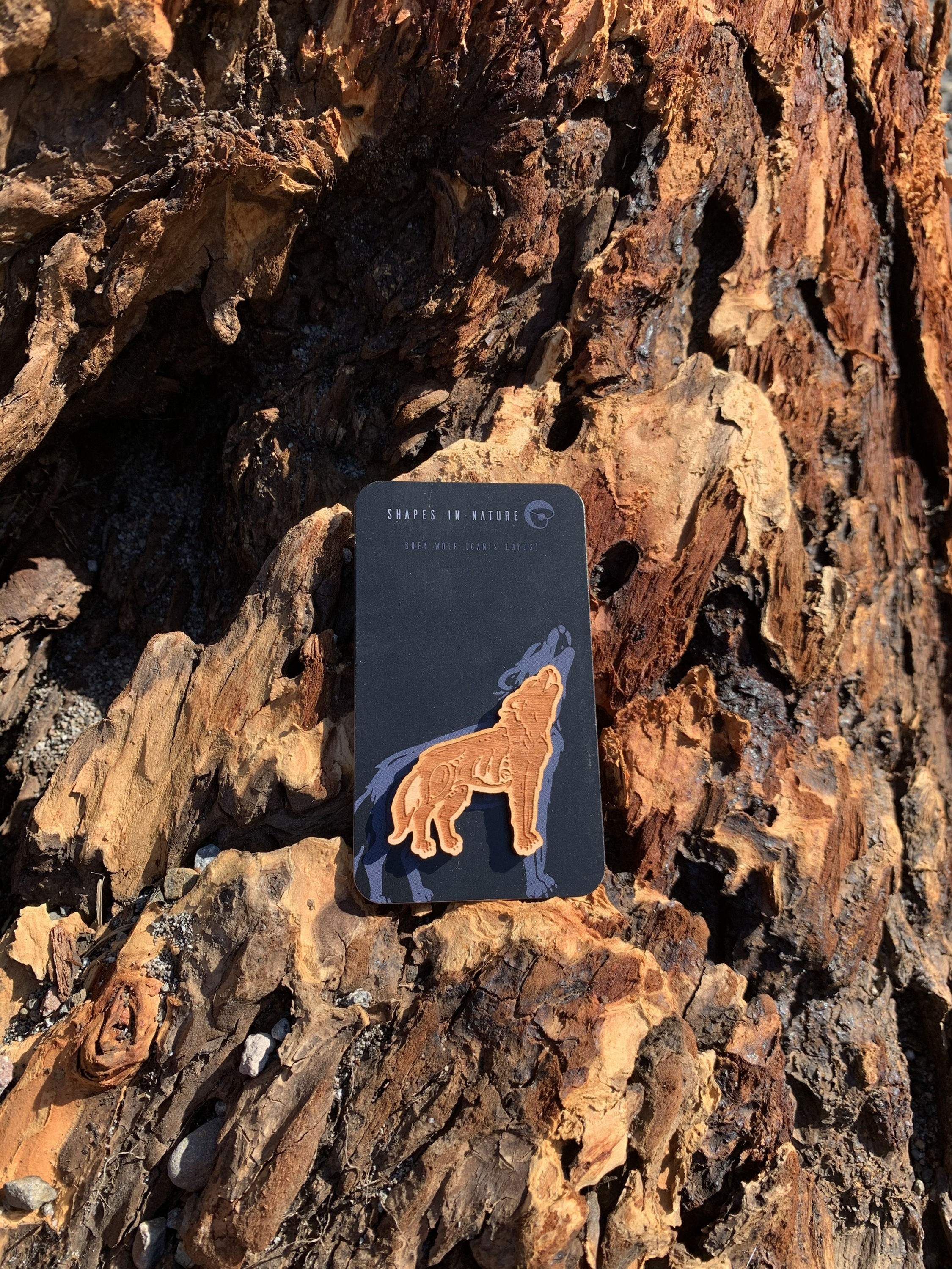 Wooden Wolf Pin