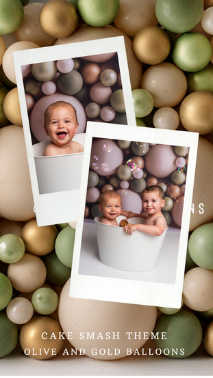Olive Gold Balloon Cake Smash Theme