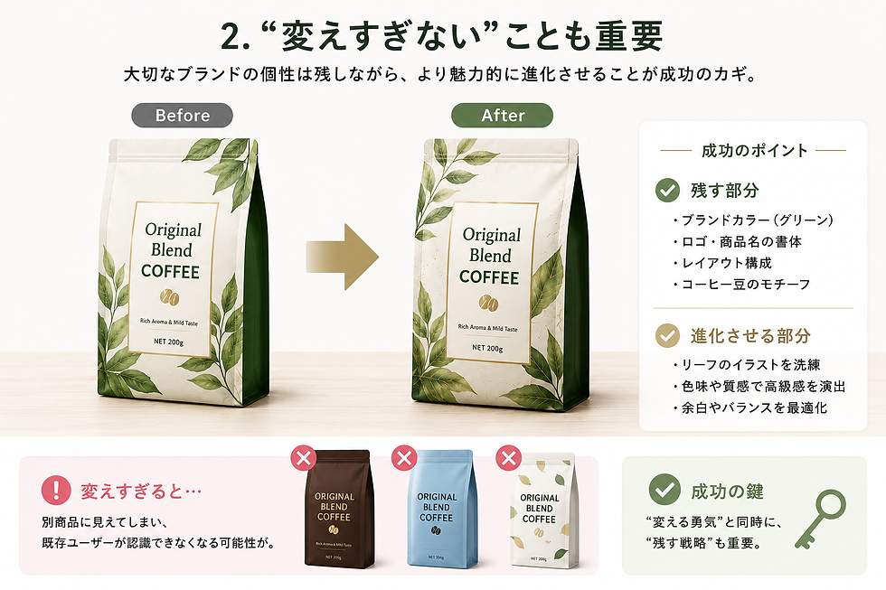 パッケージのデザインを変えすぎない重要性