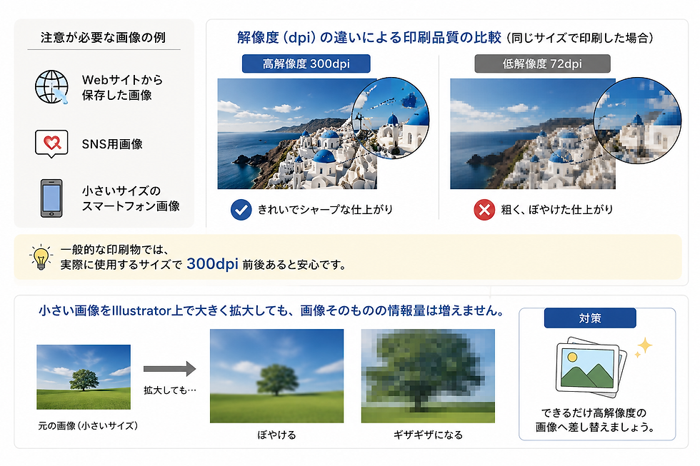 高小さい画像をIllustrator上で大きく拡大しても、画像そのものの情報量は増えません