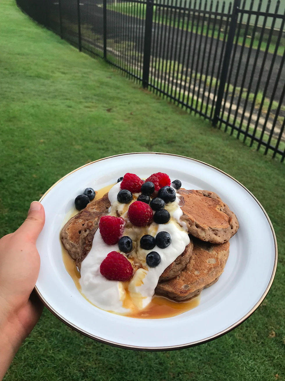 Rain = Food. Protein pancakes!