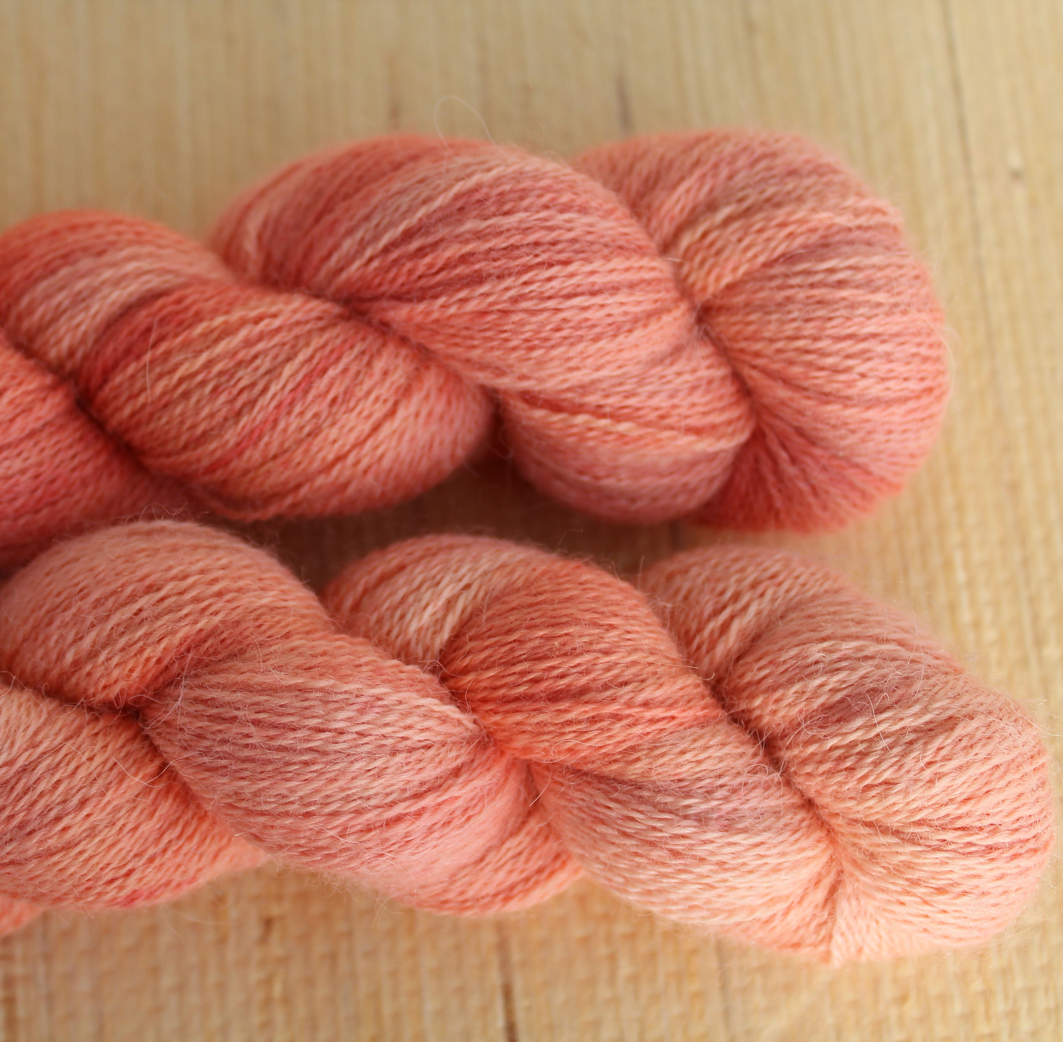 Summery Stonefruit - 100% Hand dyed Baby Alpaca 2ply (2/16) Yarn