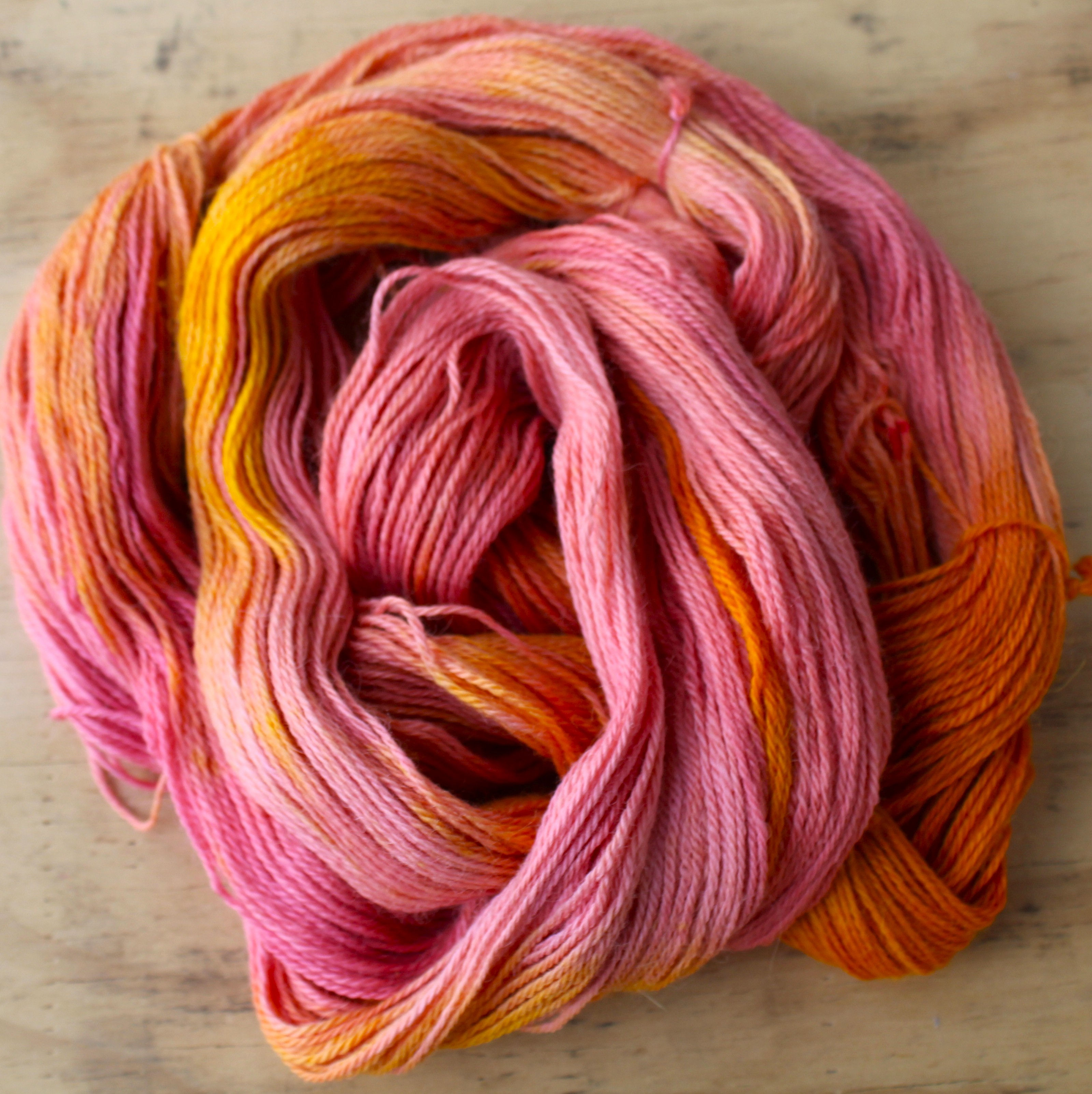 PEACH EMBER - 4ply 100% Hand Dyed Alpaca Yarn -