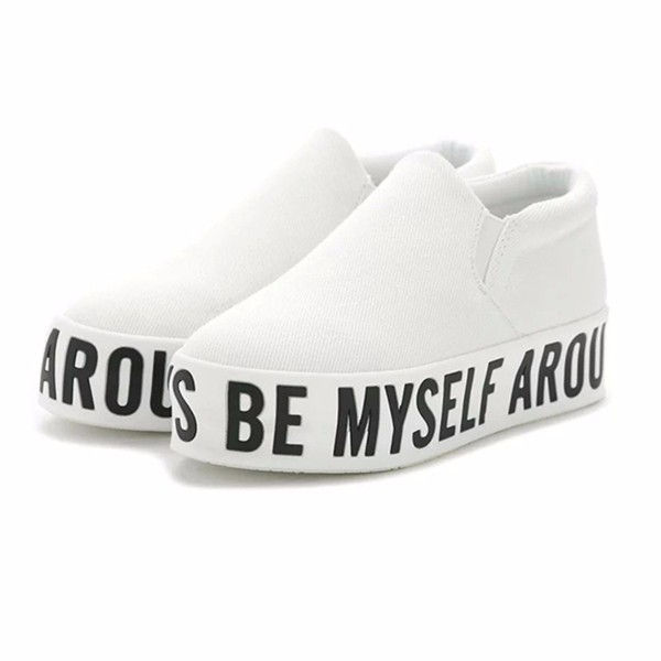 Thumbnail: Women Shoes Outdoor Casual Canvas Fashion Letter Platform Slip On Flat Loafers