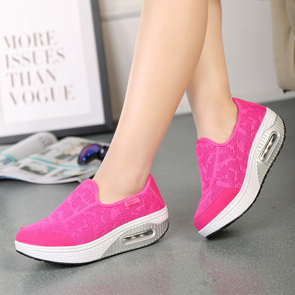 Thumbnail: Rocker Sole Shoes Women Slip On Sport Casual Running Canvas Shoes
