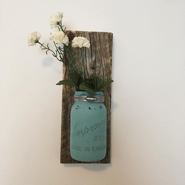 barn wood jar wall sconce