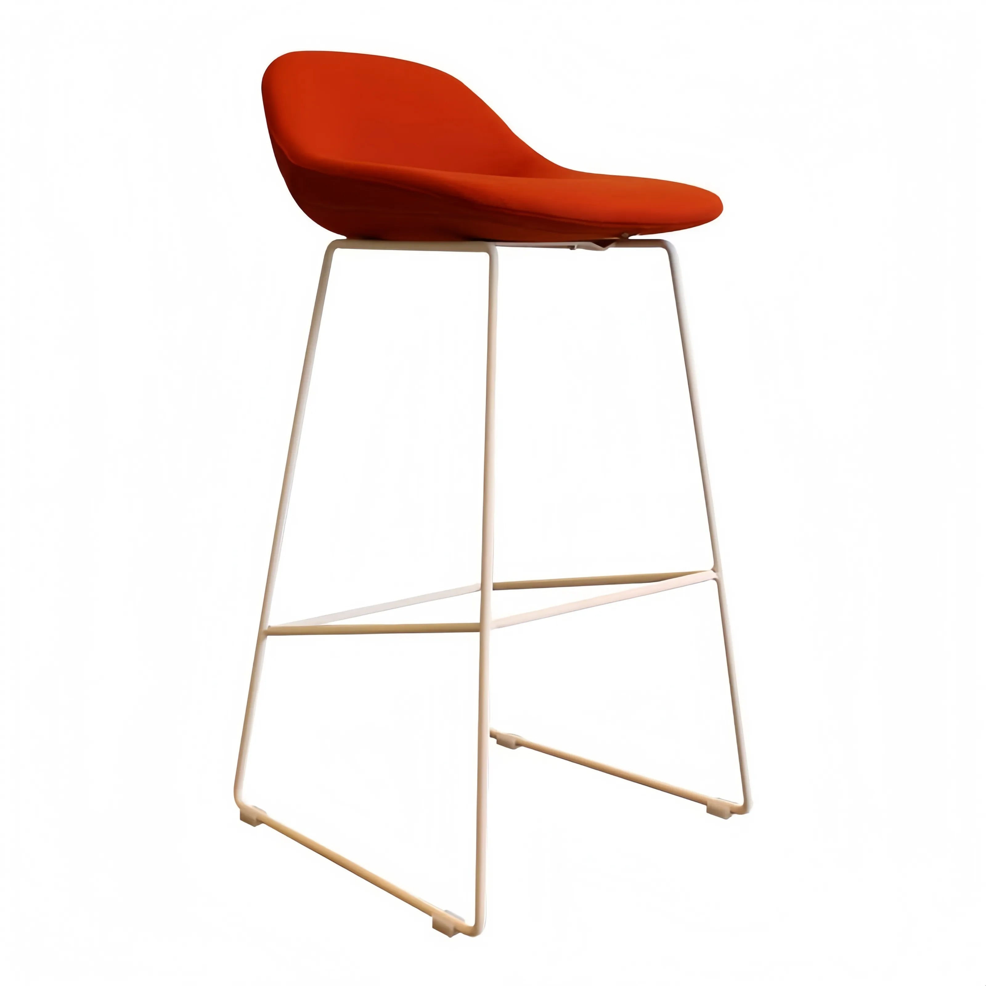 Minimalist Upholstered Bar Counter Stool with Metal Legs – Modern Café Seating