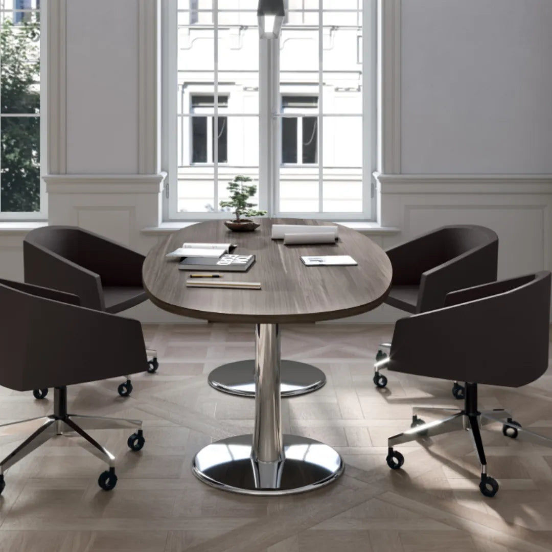 6-Seater Conference Table and Chairs – Small Office Meeting Table with Metal Leg