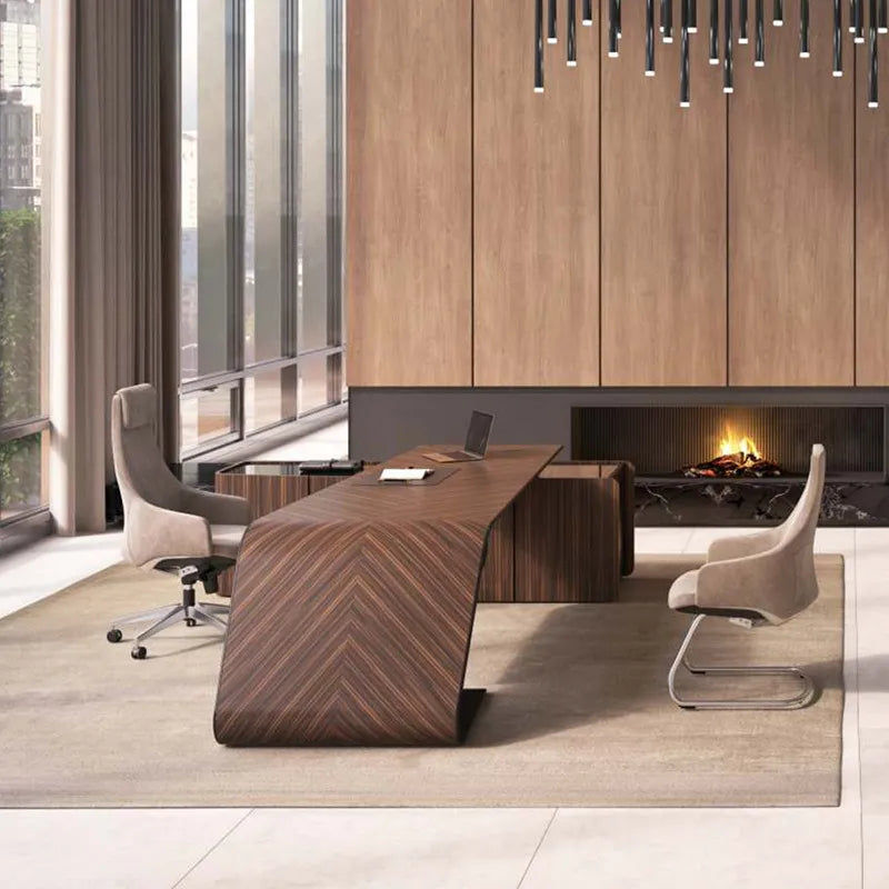 Thumbnail: Superior Chocolate Stained Walnut Executive Desk – Luxury Boss Table, Stylish &