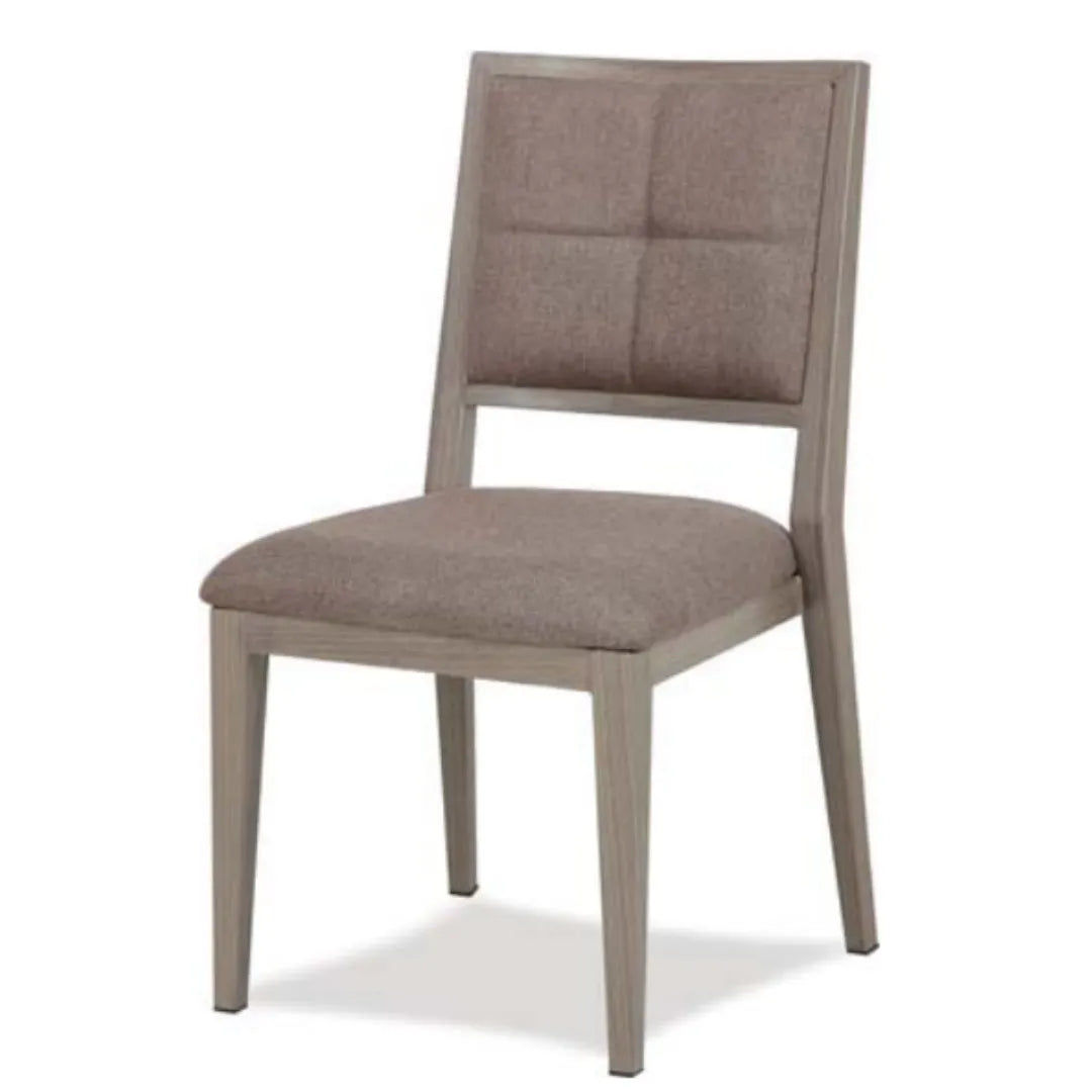Modern Wooden-Look Upholstered Seat Stackable Banquet Chair with Aluminum Frame