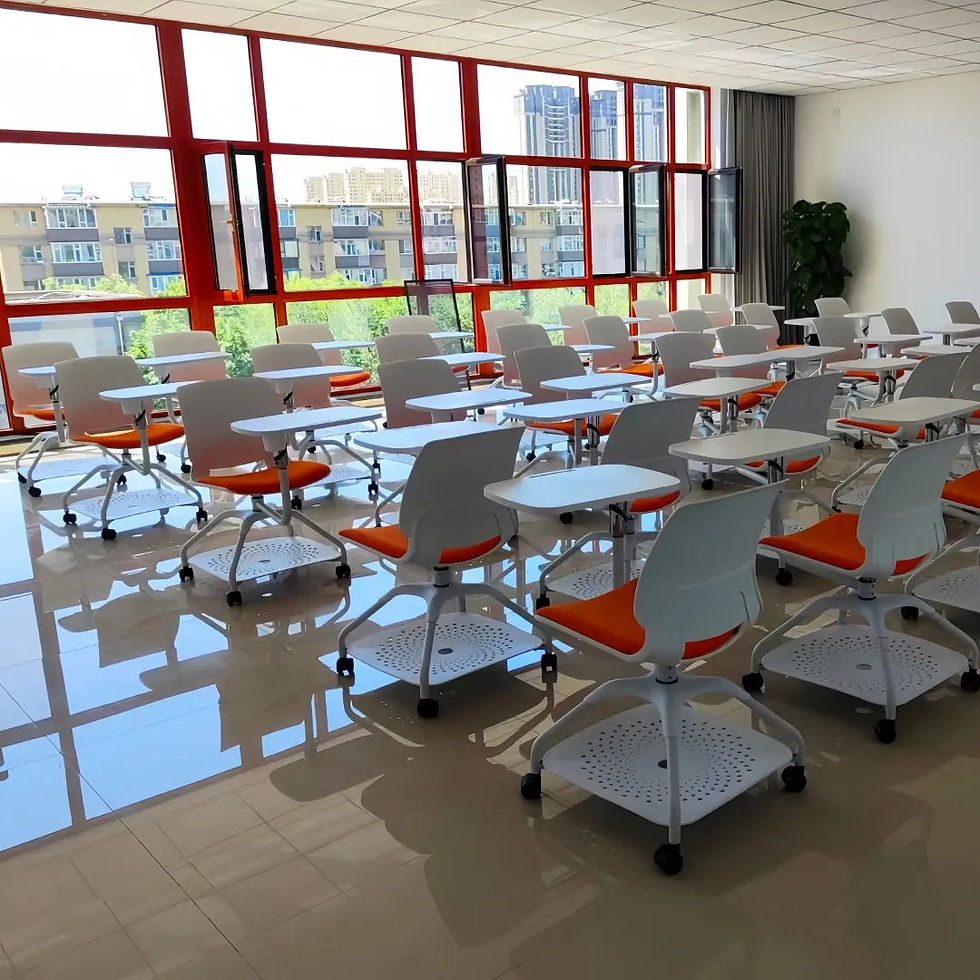 Thumbnail: Ergonomic Rolling Seminar Chair with Writing Pad – Ideal for Training & Meeting