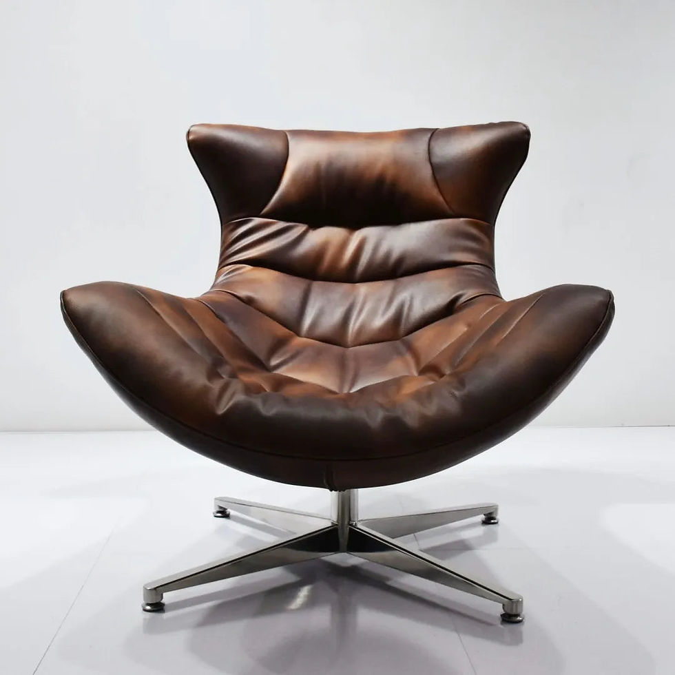 Thumbnail: Swivel Lounge Chair with Matching Stool – Comfortable Set for Office & Lounge Sp