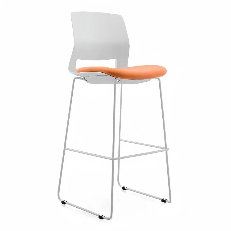 Thumbnail: Ergonomic Mid-Back Polypropylene Bar Stool with Cushion and Metal Frame for Offi