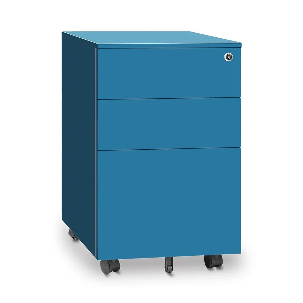Thumbnail: Grey Mobile Filing Cabinet with Lockable 3 Drawers – Desk File Document Storage