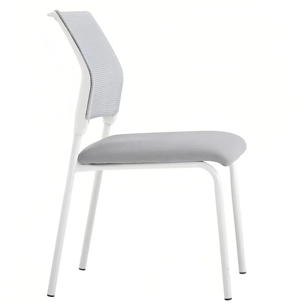 Thumbnail: White Frame Stackable Office Reception Visitor Chair – Mesh & Fabric Design
