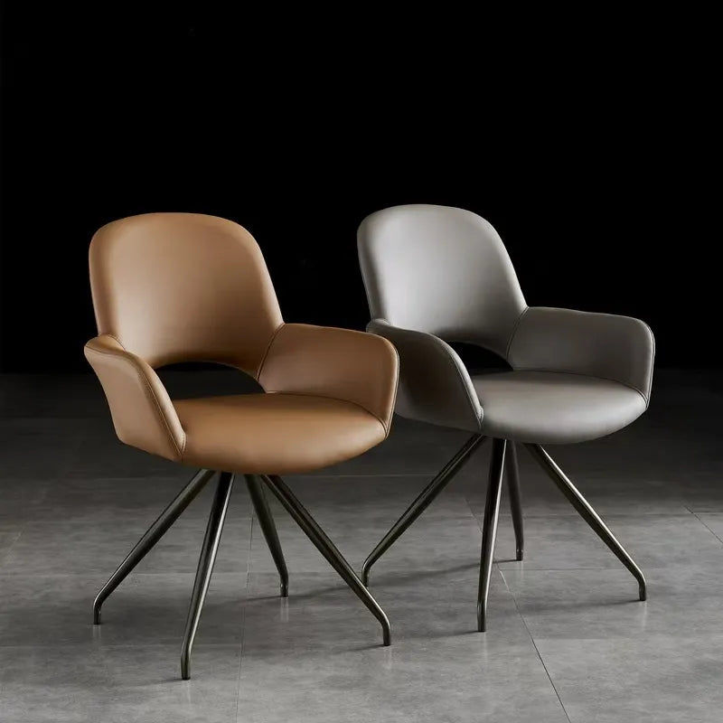 Thumbnail: Open Back Leather Conference Chair with Black Metal Frame – Leisure & Dining