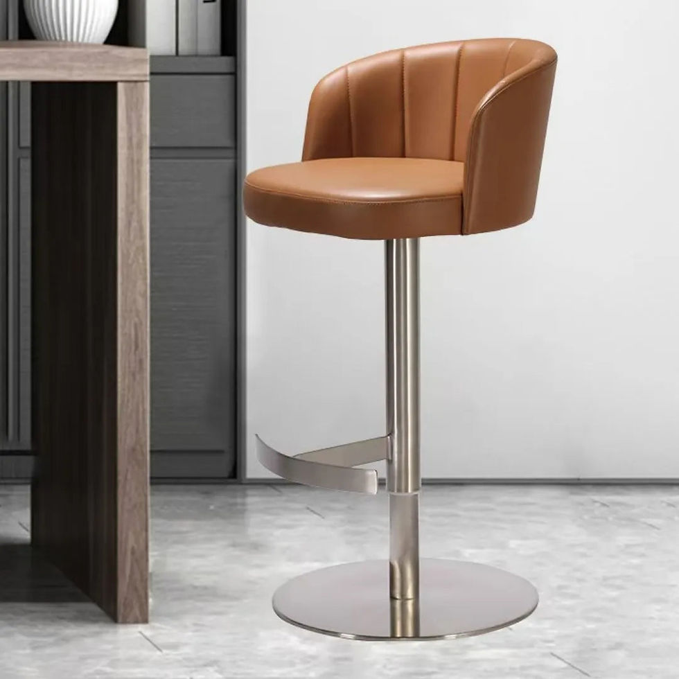 Thumbnail: Adjustable Leather Swivel Counter Stool with Armrest & Stainless Steel Base