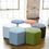 Thumbnail: Sectional Hexagon Upholstered Fabric Pouf, Lounge Ottoman Stool – Office Recepti