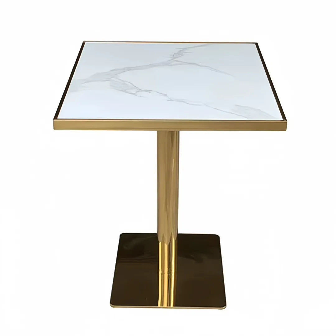 Luxury Gold Cafe Table with Metal Legs & Marble Top – High-Quality Dining Tables