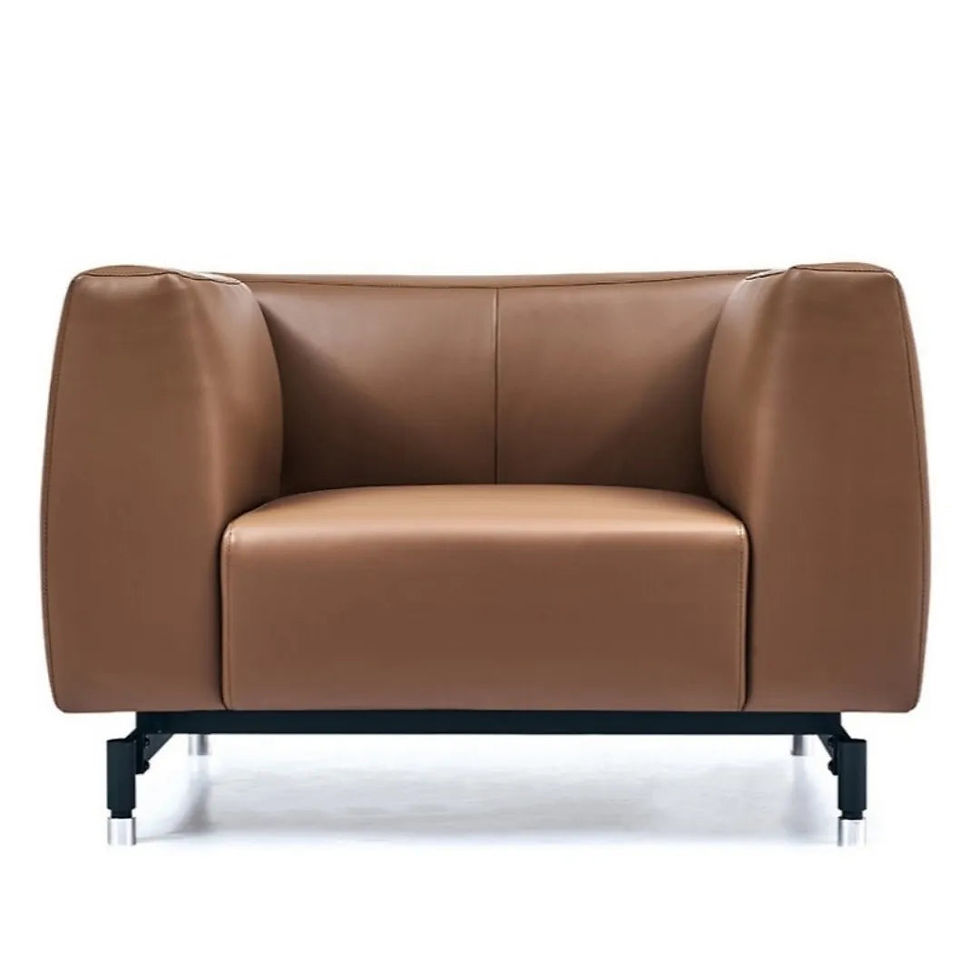 Thumbnail: Brown Faux Leather 1-Seater Sofa – Office, Lobby & Reception Use