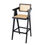 Thumbnail: Ash Wood Cane Rattan Bar Chair with Armrest | Walnut Counter Stool