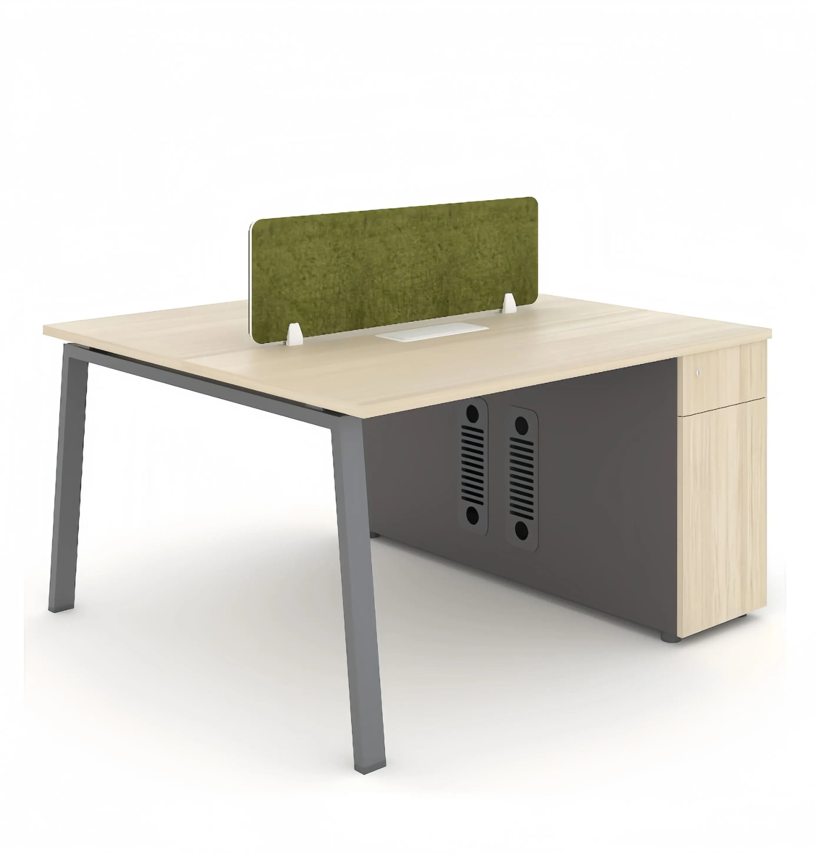 2-Person Collaborative Benching Workstation with Spliced Desktop & Power