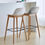 Thumbnail: Modern White Plastic Barstool with Solid Wooden Legs – Counter Height Dining Cha