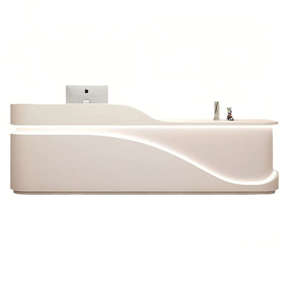 Thumbnail: Curved Reception Desk – Small White Front Desk with Cabinet Storage