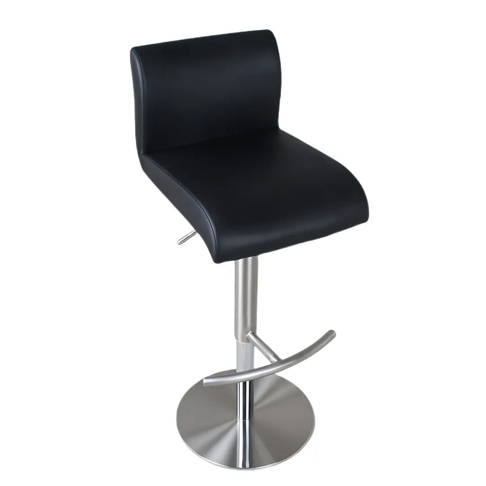 Thumbnail: Nordic Style Adjustable Height Bar Chair with Faux Leather & Steel Frame