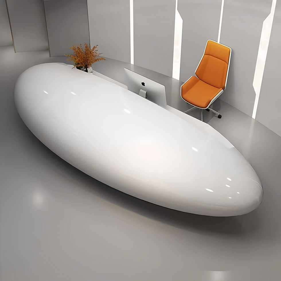 Thumbnail: L-Shape Hair Salon Reception Desk with LED & Stylish Lighting Features