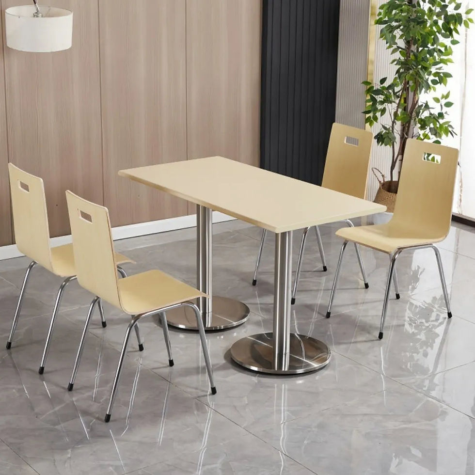 Thumbnail: Rectangular Coffee Table and Chair Set – Wooden Top, Stainless Steel Base, Fire-