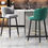 Thumbnail: Classic Velvet Mid-Back Bar Chair with Armrest | Counter Stool Seating