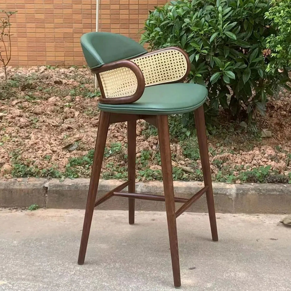 Thumbnail: Rattan PU Leather Wood Barstool | Counter Stool for Restaurant Use