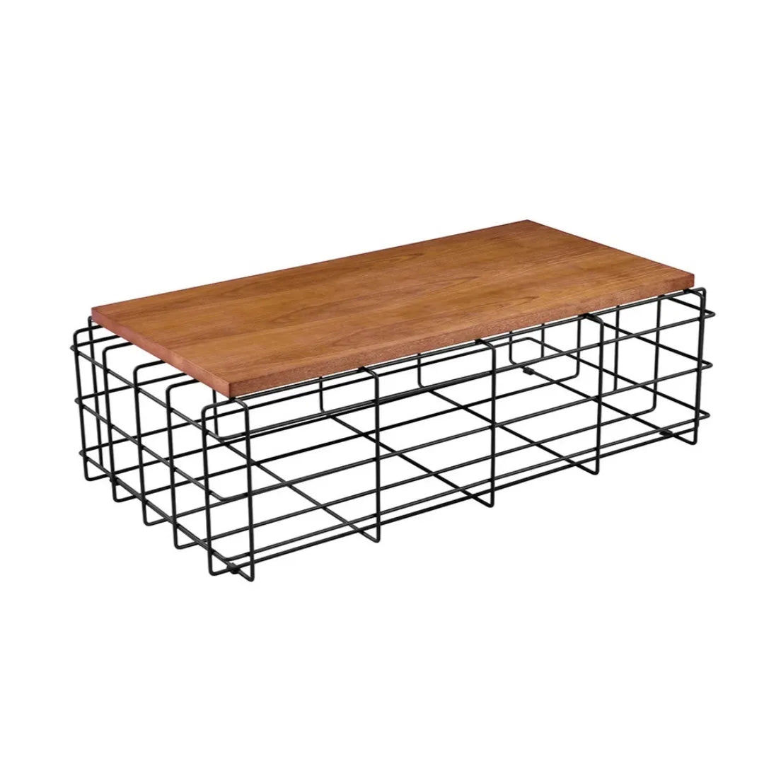 Ethiopian Rectangular Coffee Table - Solid Wooden Top for Modern Office