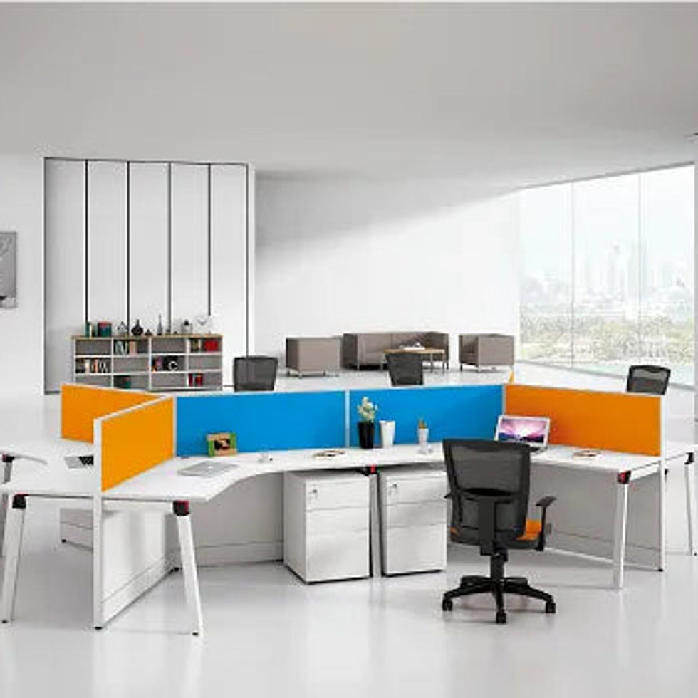 Thumbnail: Custom 6-Person Triangular Collaborative Workstation with Privacy Panels