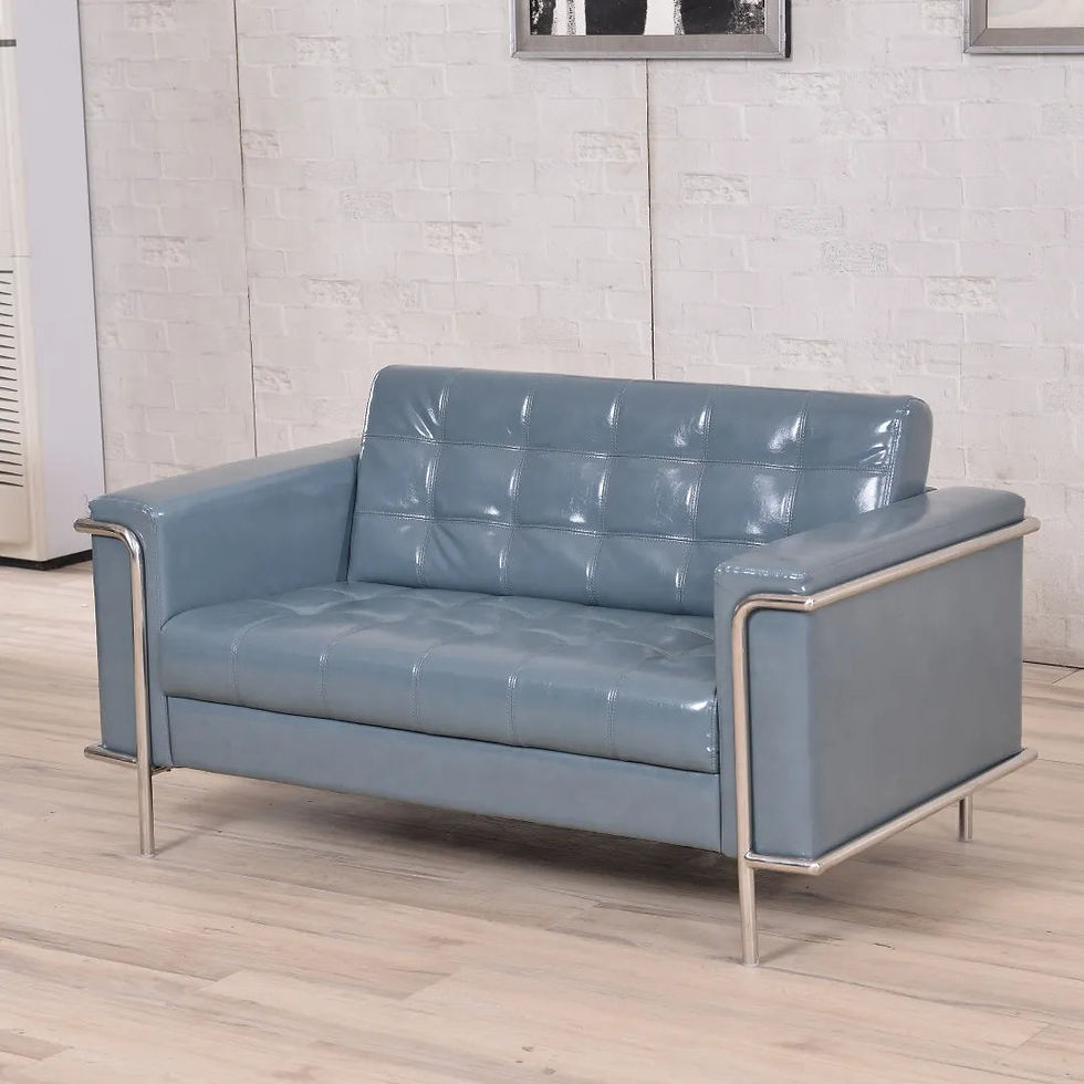 Thumbnail: Contemporary Leather Loveseat Sofa for Office Waiting Room – Stylish & Durable