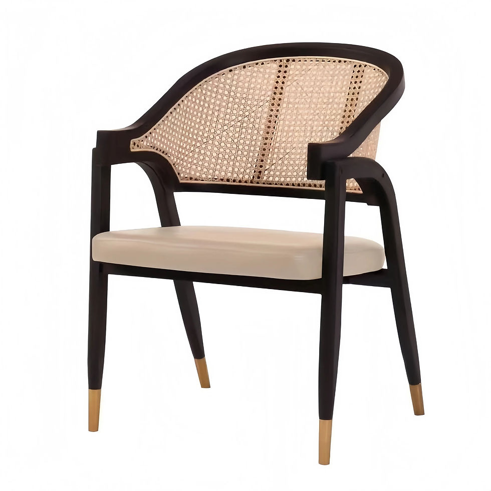 Thumbnail: Solid Wood Rattan Woven Dining Chair with Armrest for Restaurant Luxury