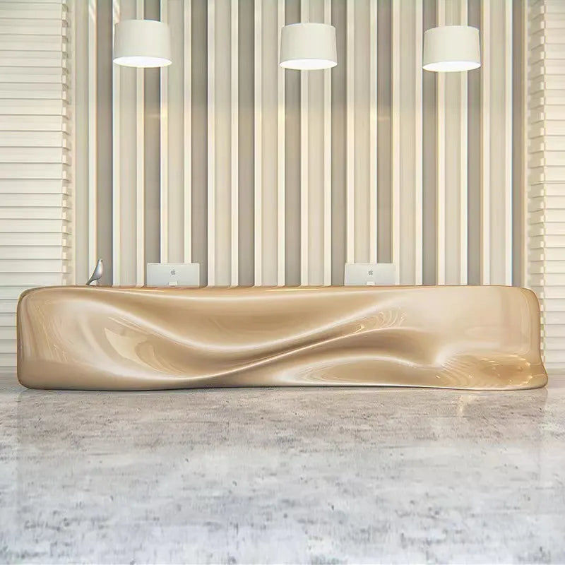 Thumbnail: Modern White Reception Desk – Custom Hotel or Office LED Front Desk