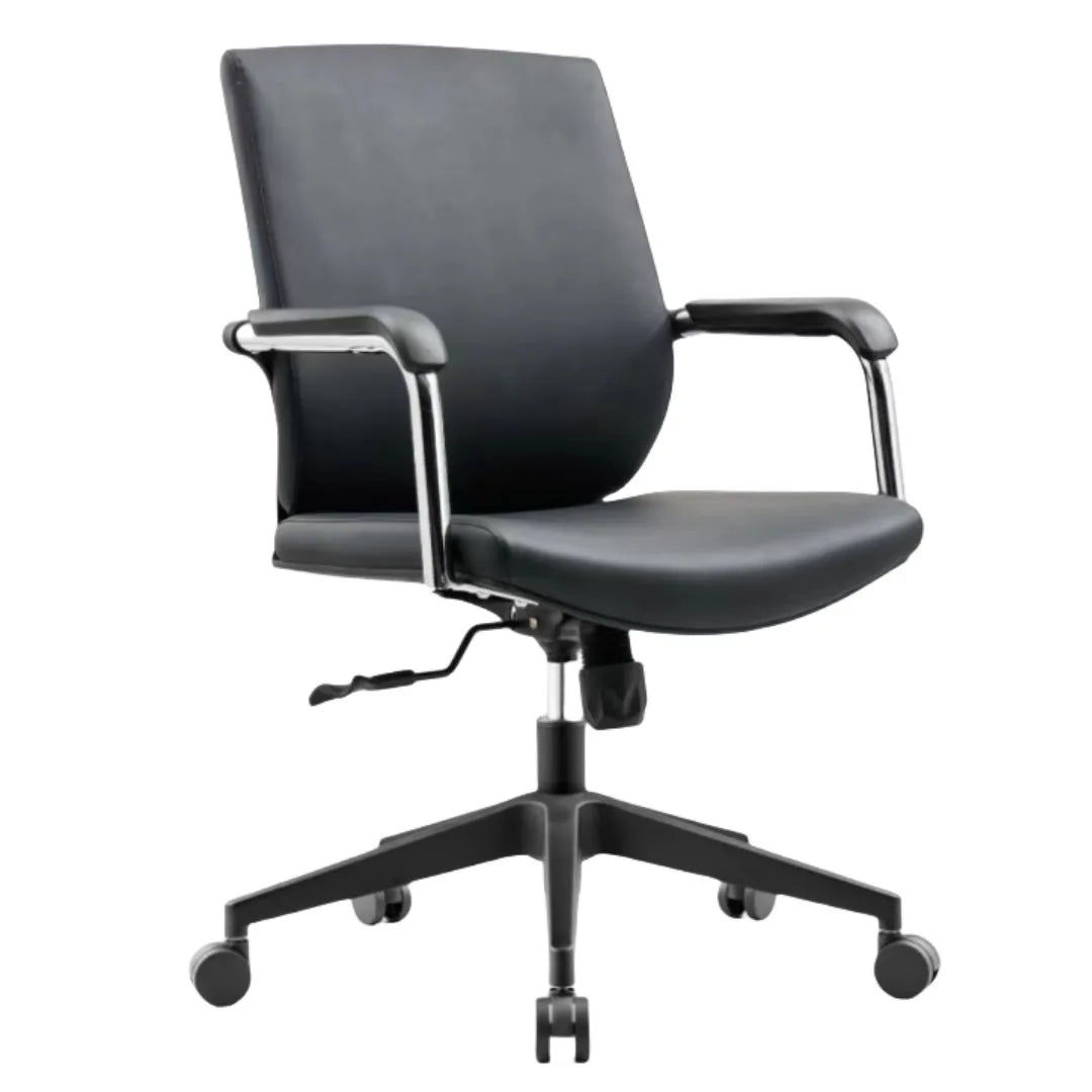 Ergonomic Black Leather Executive Chair – Adjustable Armrest Conference Task Cha