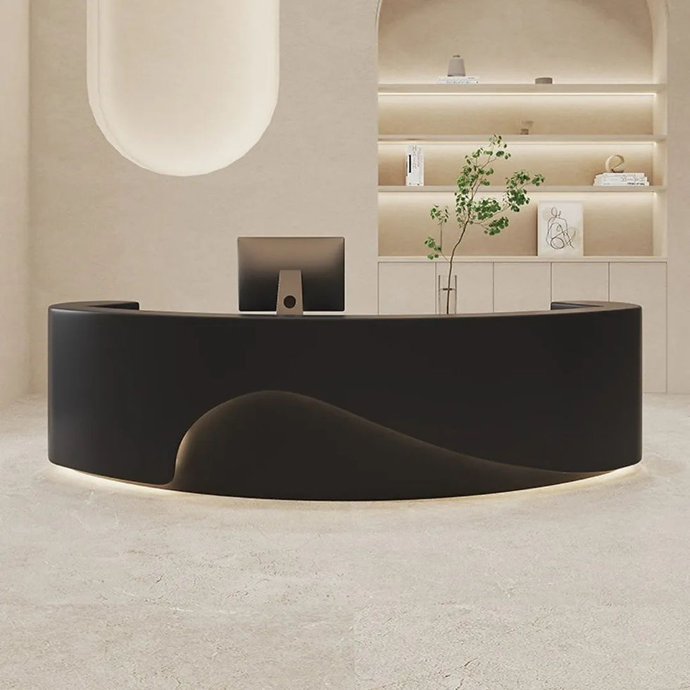 Thumbnail: Curved LED Nail Salon Desk – Round Reception for Modern Interiors