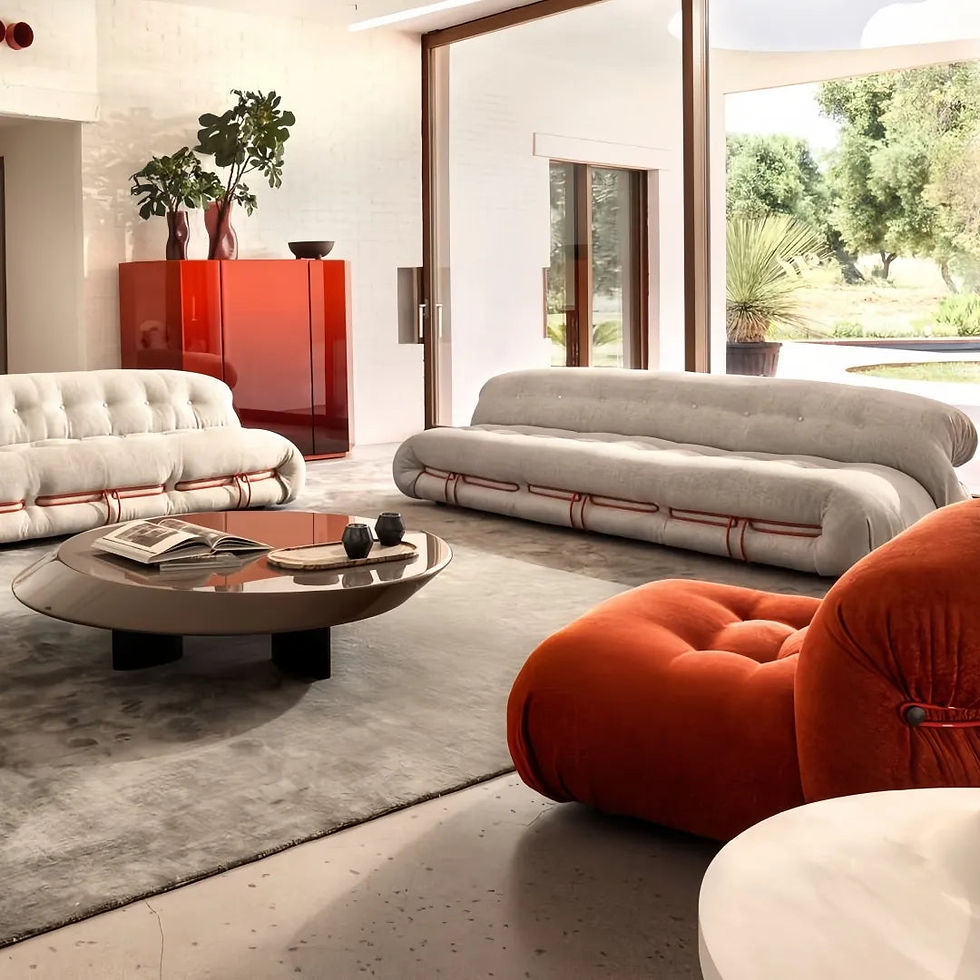 Thumbnail: Soriana Stool Ottoman Upholstered Three-Seater Sofa for Hotel Lobby & Office