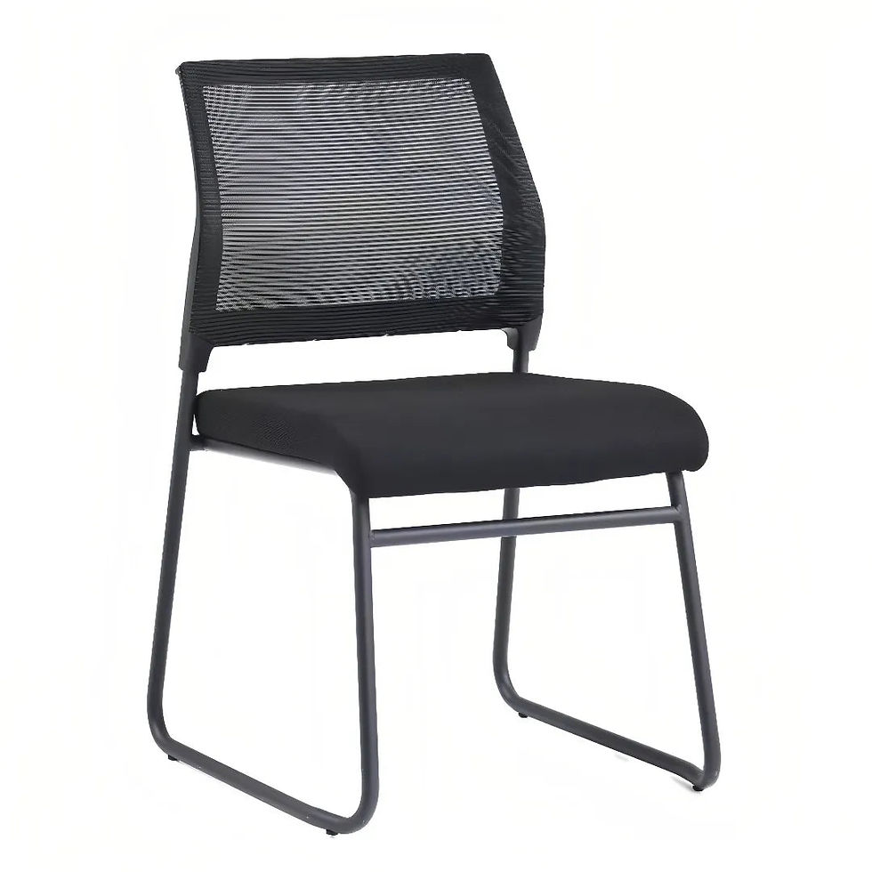 Thumbnail: Black Mesh Office Waiting Room Chair with Armrests – Ergonomic Stainless Steel B