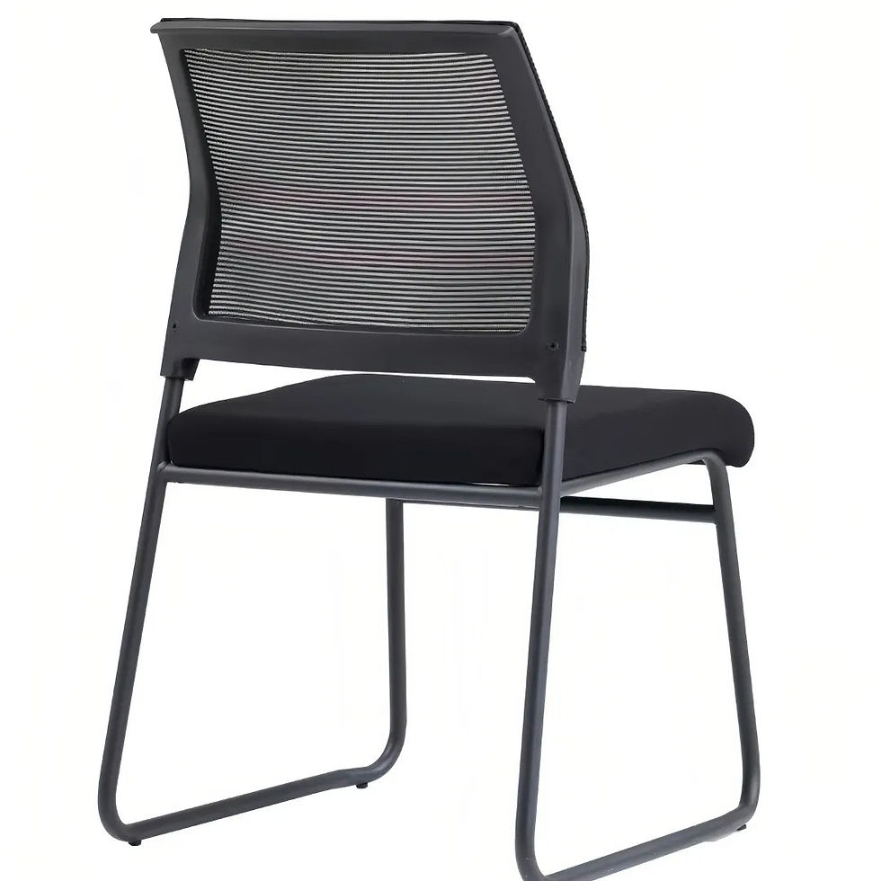 Thumbnail: Black Mesh Office Waiting Room Chair with Armrests – Ergonomic Stainless Steel B