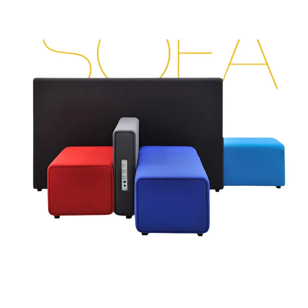 Collaborative Fabric Sectional Sofa with Benches & Ottoman – Office Use