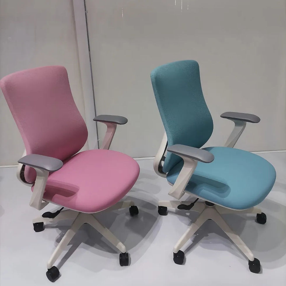 Thumbnail: Blue Pink Ergonomic Mesh Office Chair with White Frame and Adjustable Headrest
