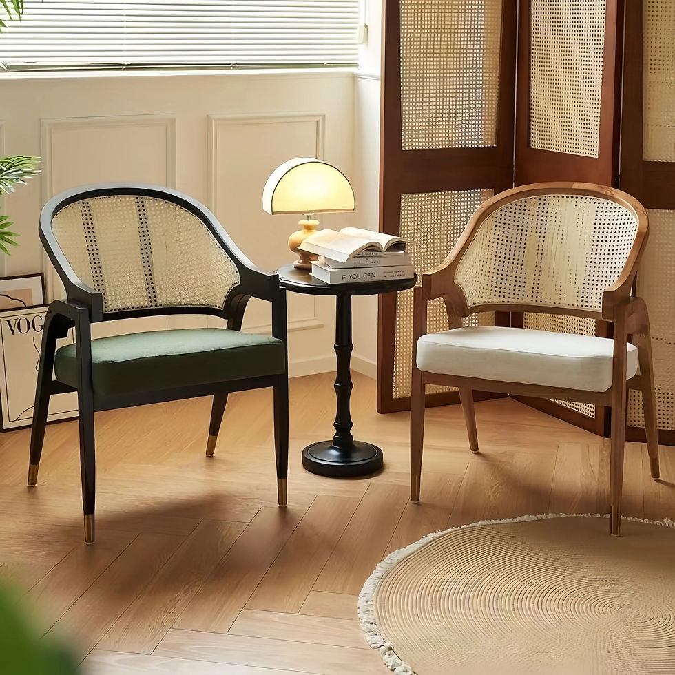 Thumbnail: Solid Wood Rattan Woven Dining Chair with Armrest for Restaurant Luxury