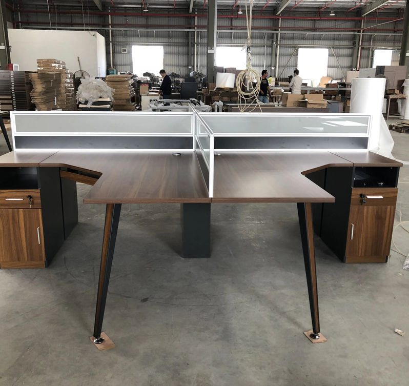 Thumbnail: Custom 4‑Person Collaborative Benching Workstation Desk with Storage & Partition