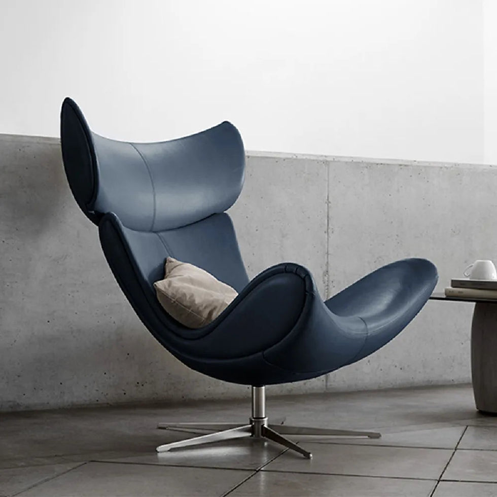 Thumbnail: Ergonomic Leather Swivel Lounge Chair with Stool – Customizable for Comfort & St