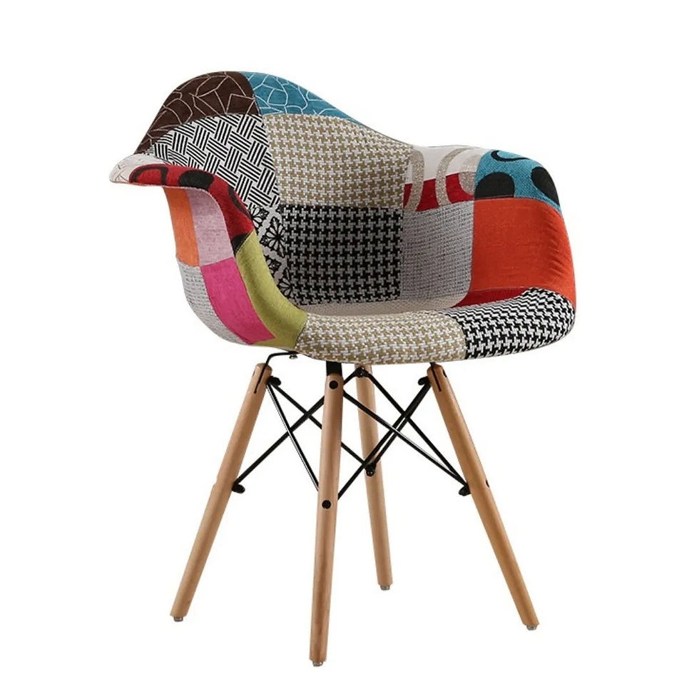Thumbnail: Scandinavia Style Eames Fabric Upholstered Dining Chair with Armrest, Nordic Arm